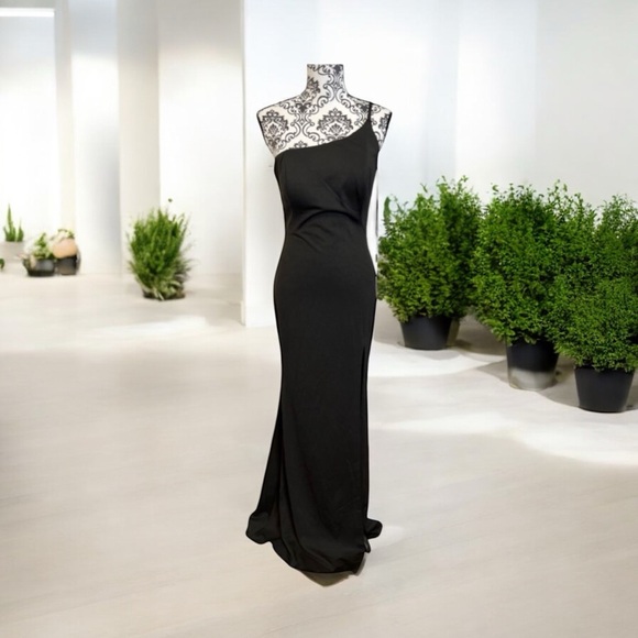 La Femme 28176 One Shoulder Fitted Jersey Gown with High Slit NWT - Picture 6 of 8